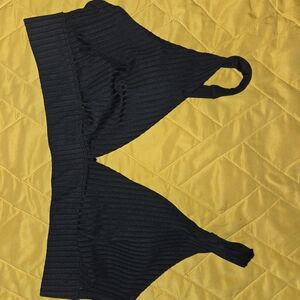 Time and Tru Black Ribbed Bikini Top
